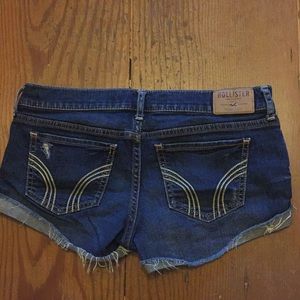 Dark denim ripped shorts